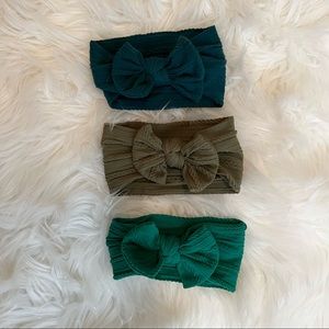 Lot of 3 baby girl headwrap bows.